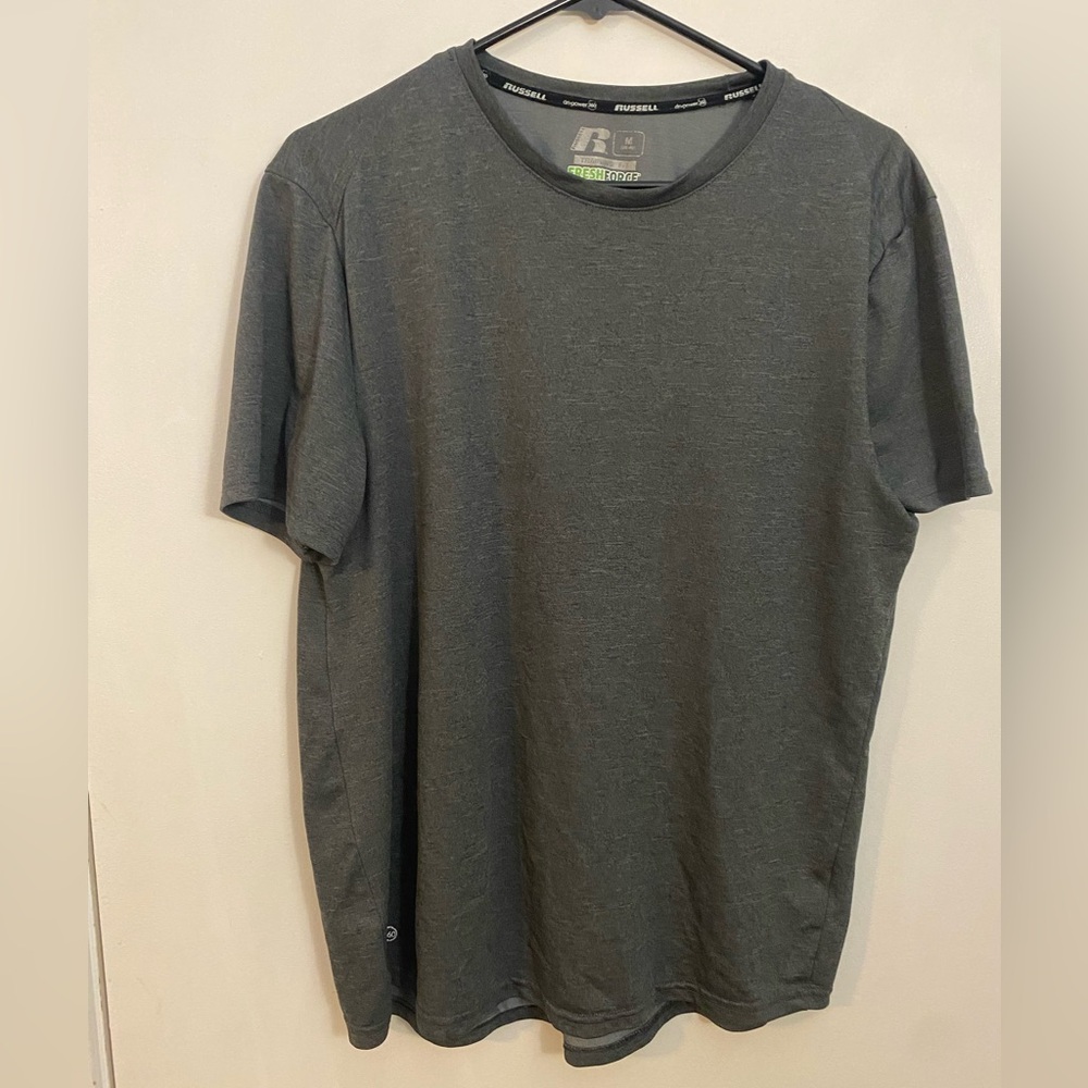 Mens medium Russell fresh force athletic shirt gym workout dri fit grey